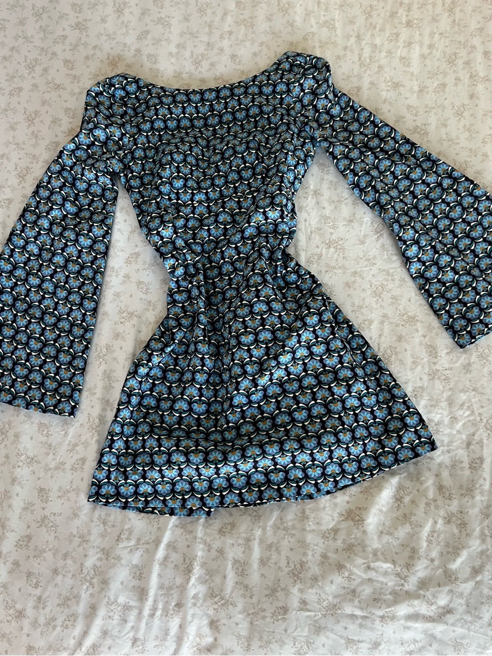 Zara Black Dress with Blue Floral Trim